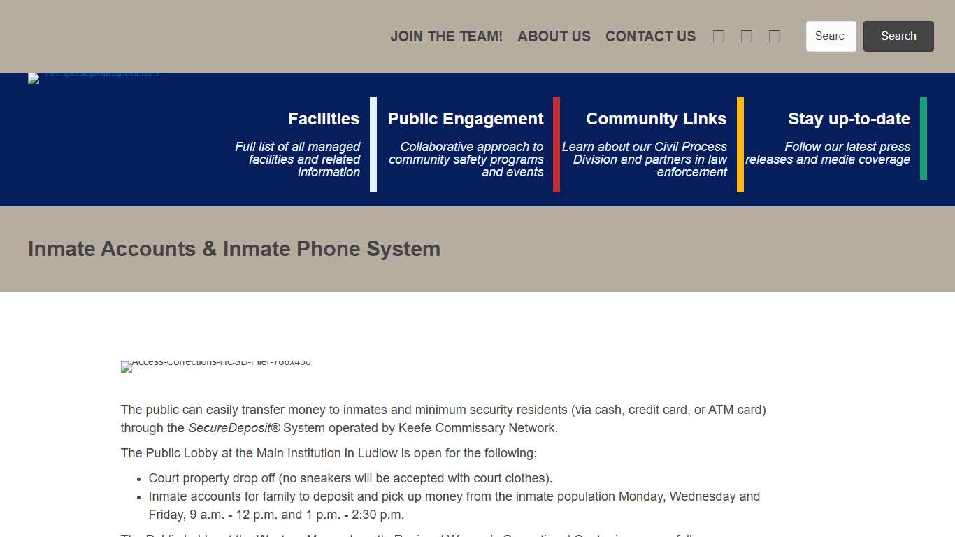 Inmate Accounts & Inmate Phone System - Sheriff